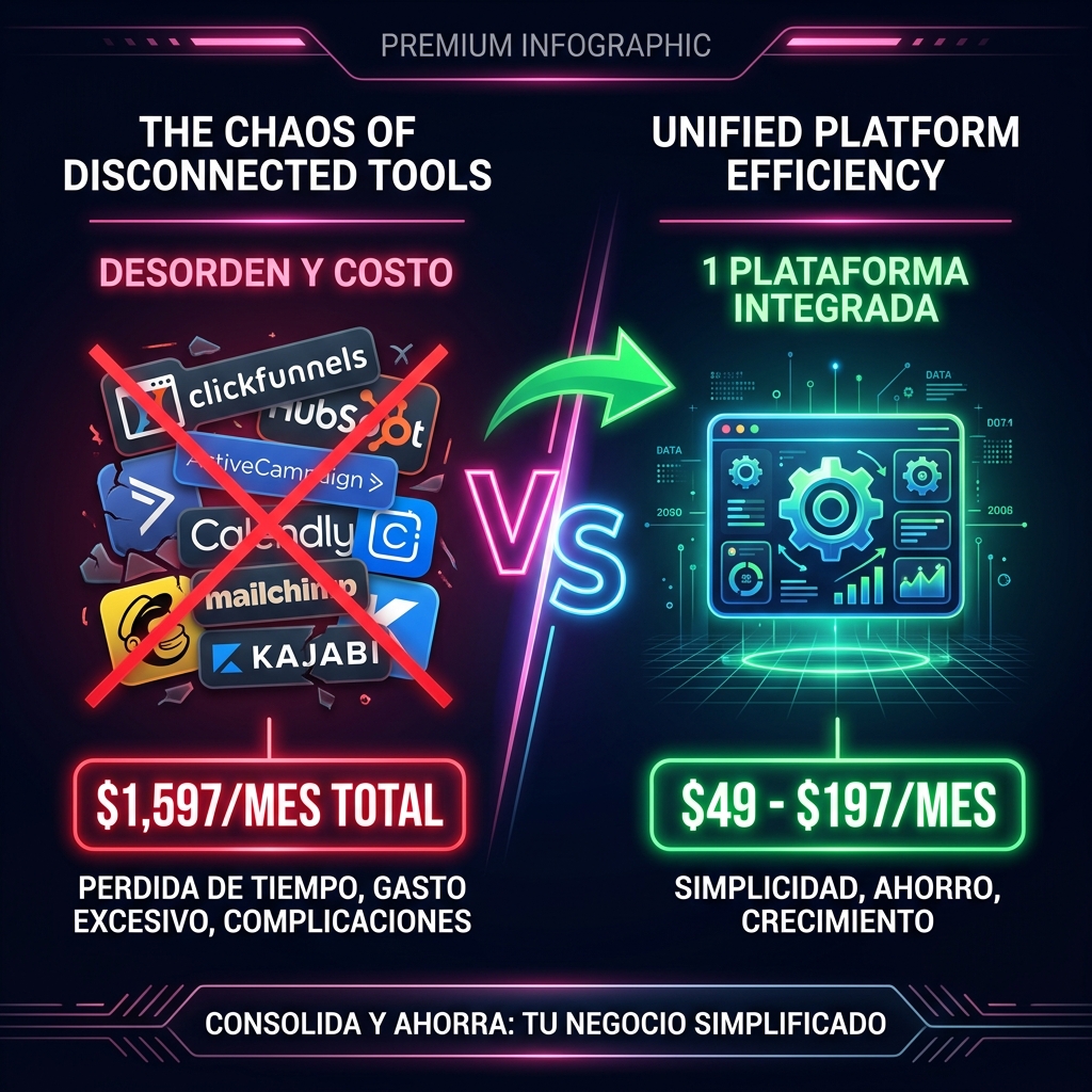 Comparación de WizzFunnels vs stack de herramientas separadas