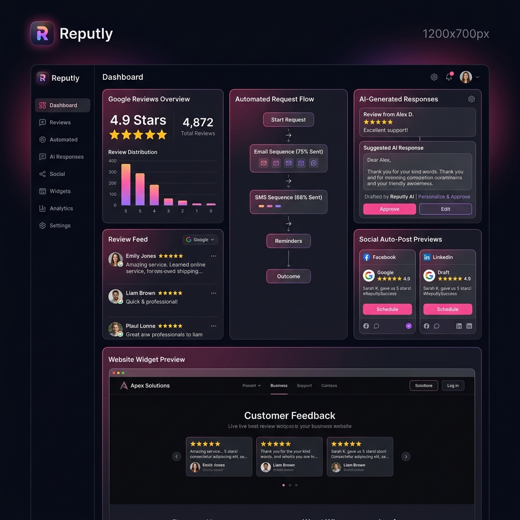 Panel de gestión de reputación y reseñas automáticas de WizzFunnels